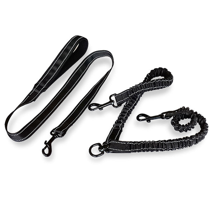 Dual Dog Leash with Reflective Features
