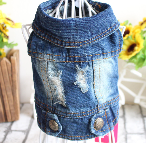 Ripped Denim Vest for Dogs - XS-2XL