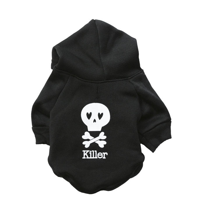 Black Skull Hooded Fleece Dog Costume for Halloween