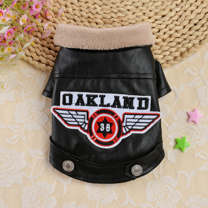 Embroidered Casual Leather Dog Clothes for Pets