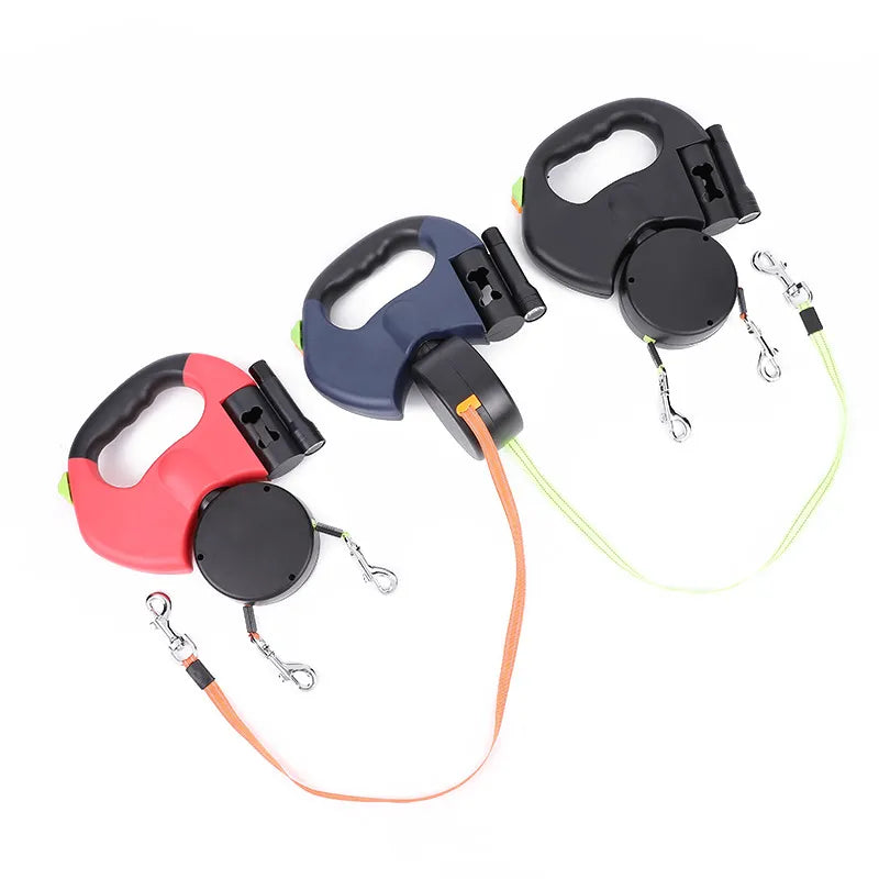 Dual Retractable Reflective Dog Leash