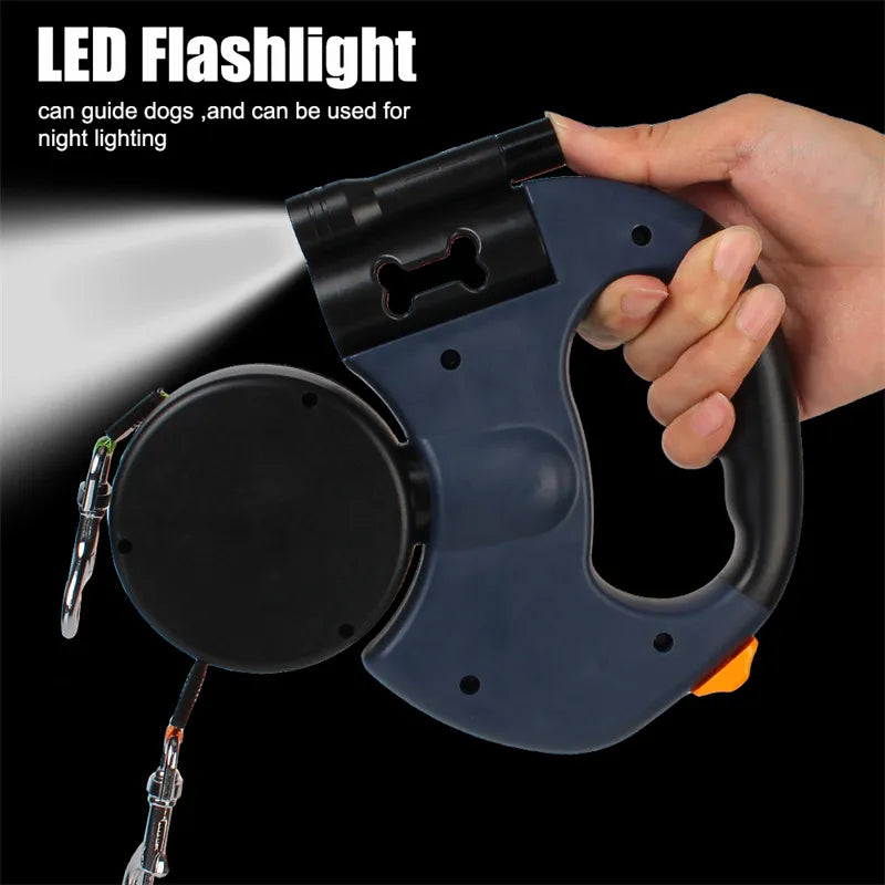 360 Reflective Dual Retractable Dog Leash