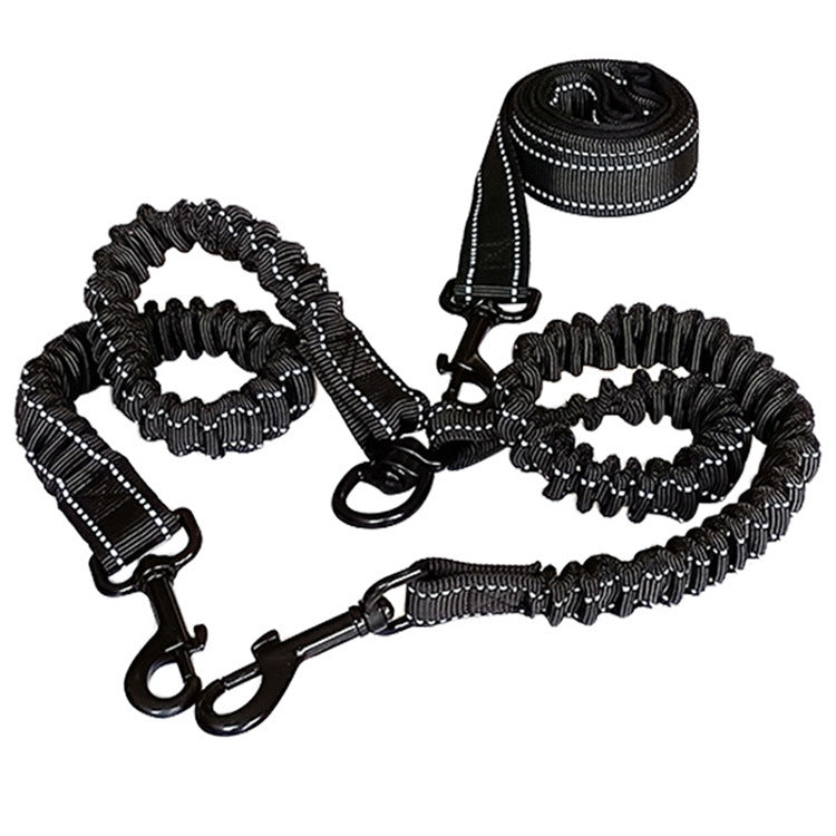 Dual Dog Leash with Reflective Features