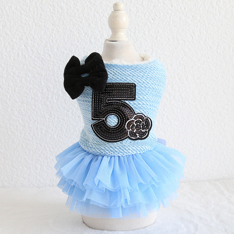 Double Bow Cotton Skirt for Teddy Dog Clothes