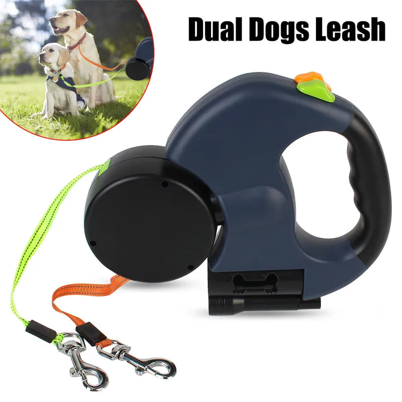 360 Reflective Dual Retractable Dog Leash