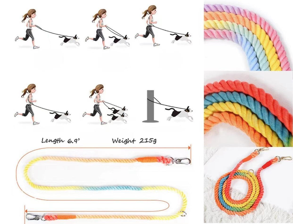 HANDS FREE DOG ROPE LEASH - OMBRE LIGHT BLUE