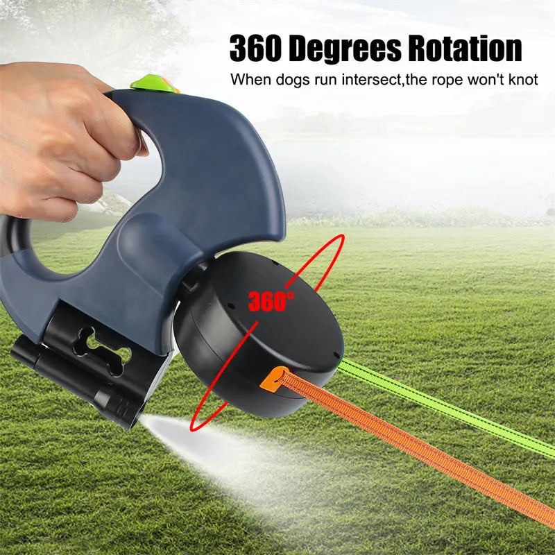 360 Reflective Dual Retractable Dog Leash