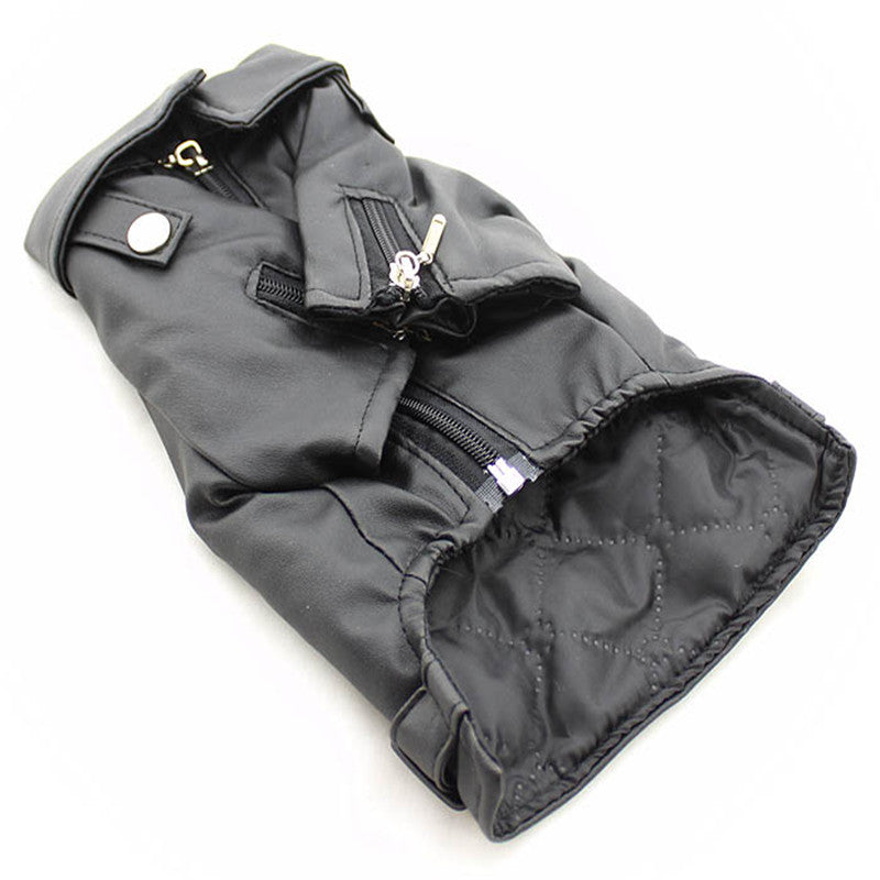 Dog Biker Jacket Embroidered Eagle PU Leather