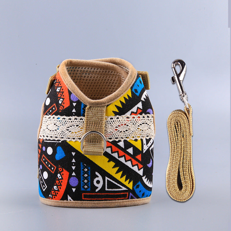 Ethnic Style Dog Leash and Clothing Set