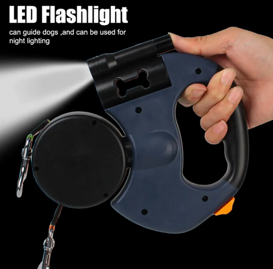 Dual Retractable Dog Leash with Lights