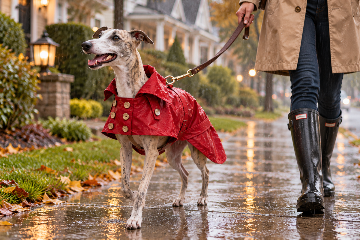 Water-repellent Dog Trench Coat - Burgundy Red