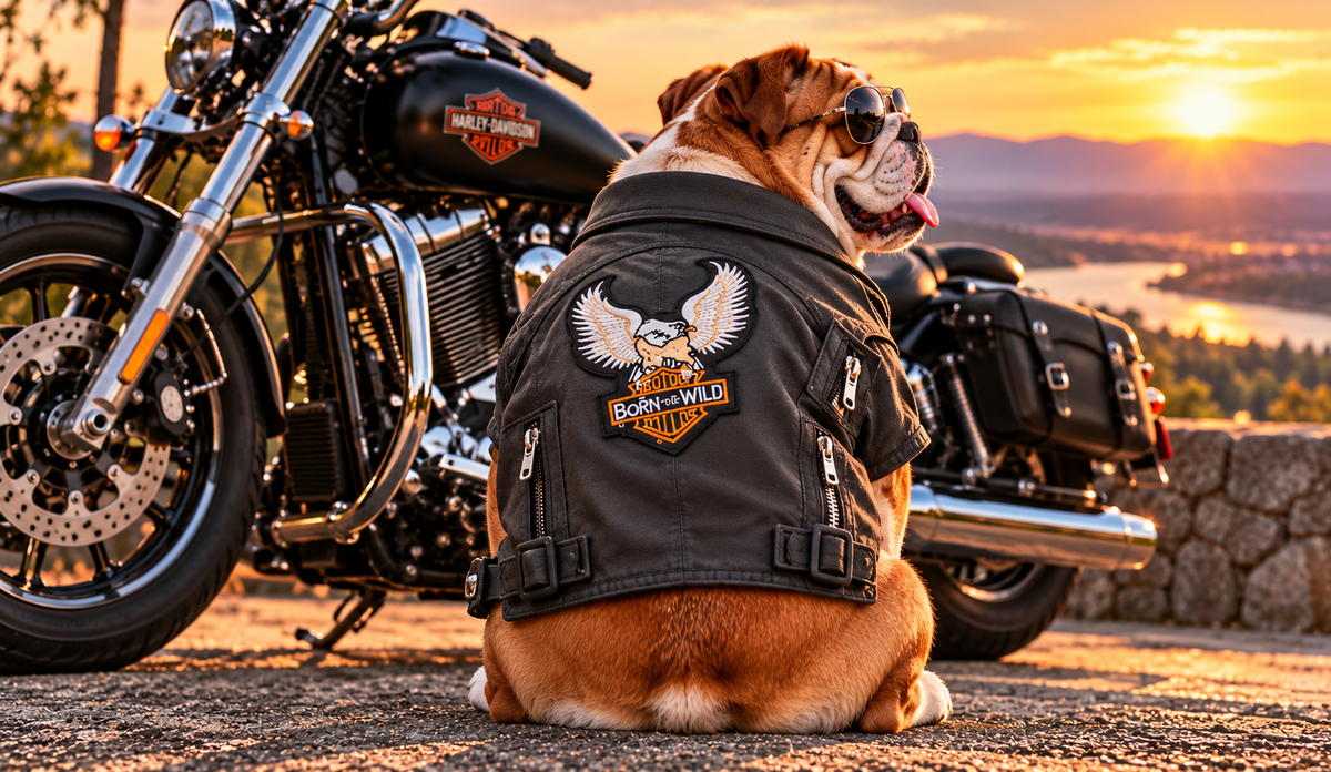 Dog Biker Jacket Embroidered Eagle PU Leather