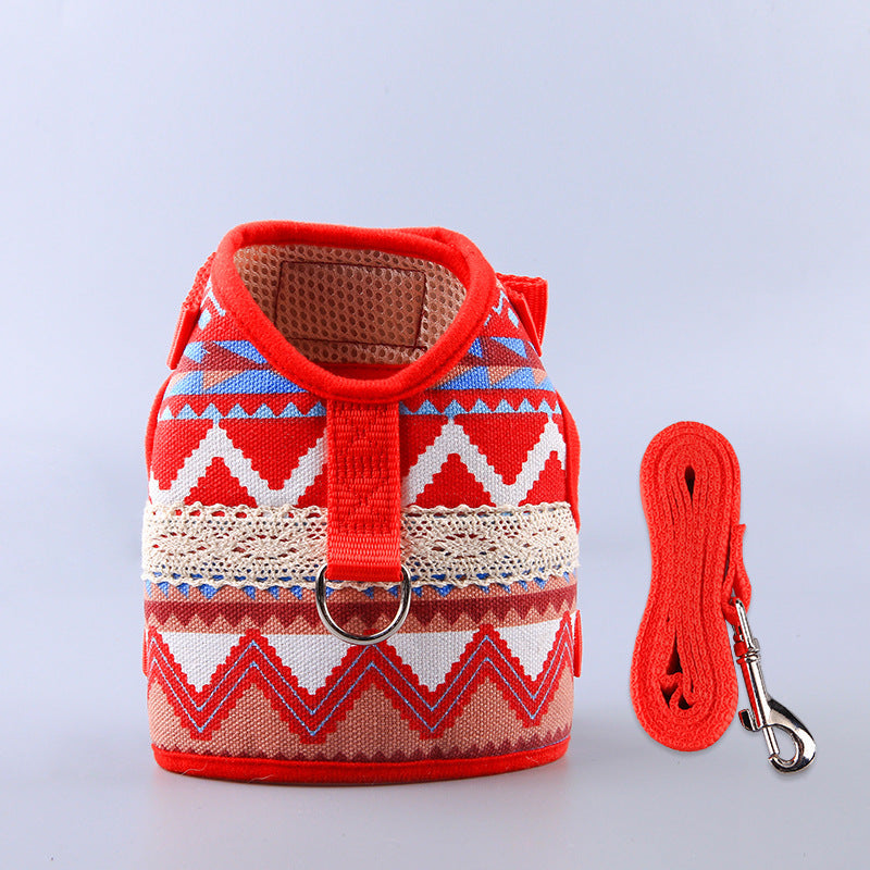 Ethnic Style Dog Leash and Clothing Set