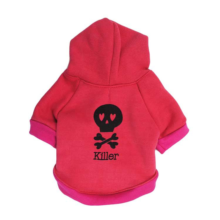 Black Skull Hooded Fleece Dog Costume for Halloween